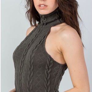 Gray Cable Knit turtle neck body suit